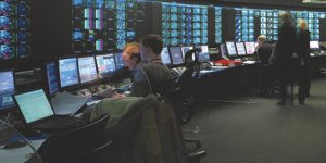 Broadcast playout area at this multimedia broadcast company.