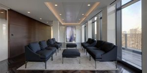 This image shows the waiting area of the executive office suite of the luxury fashion offices in London.