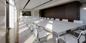 This image shows the executive board room of the luxury fashion offices in London.