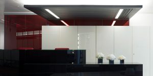 This image shows the reception desk of this international law firm.