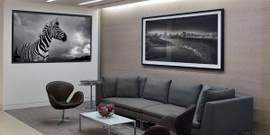 This is an image of the reception waiting area of the asset management firm in London.