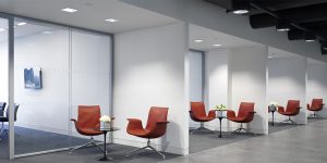 This is an image of the small meeting rooms for this confidential media company's meeting and entertainment suite.