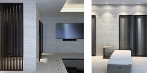 This image shows the Spa area in this renovated historic townhouse in London.