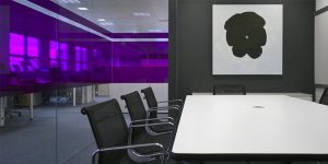 This image shows the typical staff meeting room of this financial and banking company.