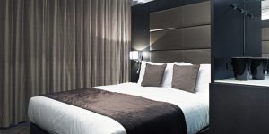 This image shows one of the modern rooms of this boutique hotel in Stratford, London.