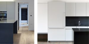 This image shows the kitchen of this 1888 office conversion to luxury loft spaces in Soho, London.
