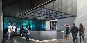 This image shows the reception area of the new events space on the roof of the Science Museum in London.