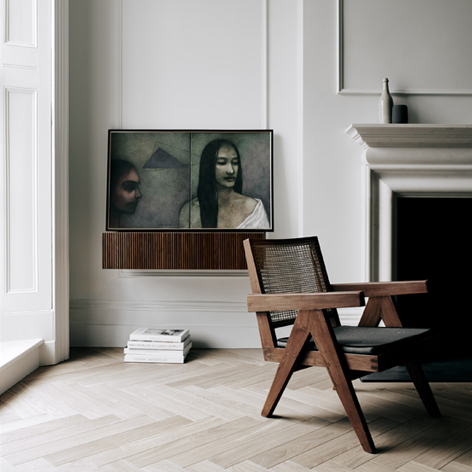 Reception room of this restoration of historic residence