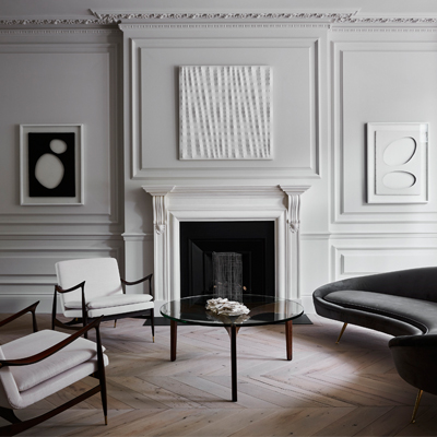 This image shows the reception room of this refurbishment of historic property.